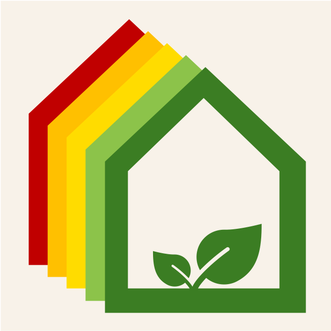 Haus in Farben der Energieeffizienzklassen